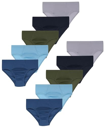 LOREZA ® 10 Slip Bambino in Cotone Ragazzi Biancheria Intimo Mutande (12-13 Anni), Modello 2