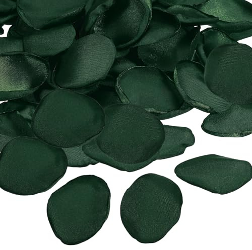 PATIKIL Rosblad i silke 400 st konstgjorda blomblad falska rosenblad för bröllop gång utspridd brud dusch bordsdekor romantisk nattdekoration, mörkgrön