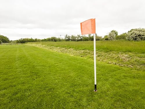 Samba Professional Spring Loaded Corner Poles - White uPVC Flexi Spring-Back Poles - Set of 4 Yellow Flags - Football Pitch Training