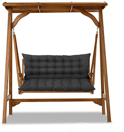 Hög rygg trädgårdsbänkkuddar med ryggstöd, gungstolskuddar för utemöbler solstolskudde för träbänk bakgård ersättningskuddar 150 x 100 x 8 cm mörkgrå
