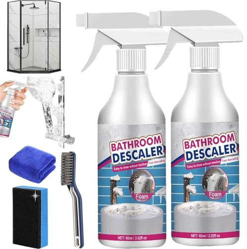Bathroom Descaler Foam Cleaner, 2025 New All Purpose Bathroom Descaler, Bathroom Descaler Stubborn Stains Cleaner, Lifesunny Foam Cleaner for Shower Door, Toilet, Basin, Bathtub (2pcs)
