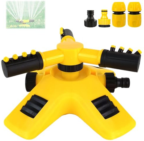 Audasi Arroseur De Jardin,360 Degrés Rotatif Durable 3 Bras Réglable Espressoire d'eau 2 Modèles De Pulvérisation Équipement D'Arrosage avec 1/2 3/4 Connecteur De Tuyau pour Jardin Et Grandes Cours