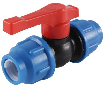 Orivin PE-kulventil för vatten, 20 mm rör, kompressionsändstycke, läckagesäker avstängningsventil för PE- och PVC-rör