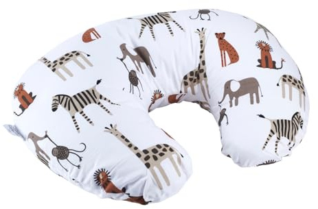 Cuddles Collection Nursing Pillow with 100% Cotton Cover - Removable Cover Breastfeeding Pillows for Comfortable Nursing Support Baby Pillow (Animal Kingdom)