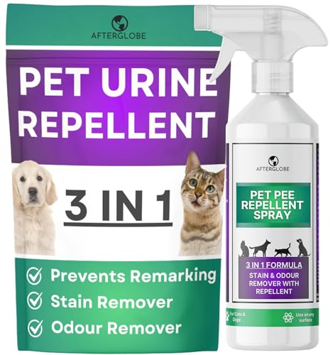 Afterglobe Pet Urine Repellent Spray – Stops Dog & Cat Pee & Indoor Marking – Cat & Dog Deterrent Spray for Carpets, Rugs & Furniture – 500ml