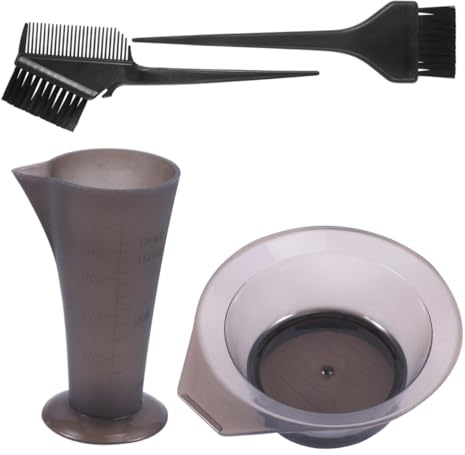 GANAZONO Kit de Tinte Cabello 4 Piezas, Pincel y Cuenco de Plástico Duradero, Taza Medidora Incluida, Colores Surtidos, para Uso Profesional y Doméstico, Accesorios Prácticos para Teñir