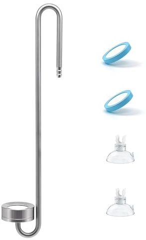 LINLAN 25cm 304 Stainless Steel CO₂ Diffuser, Frosted Matte Material(One-Piece Molding), Equipped with Silicone Suction Cup + Replacement Diffusion Disc, Suitable for Rimless Planted Aquariums