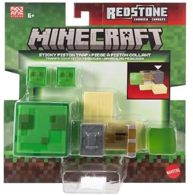 Mattel Minecraft Redstone - Juego de Trampa de pistón pegajoso Cargado con Figura de acción, JKK01 Edad +6