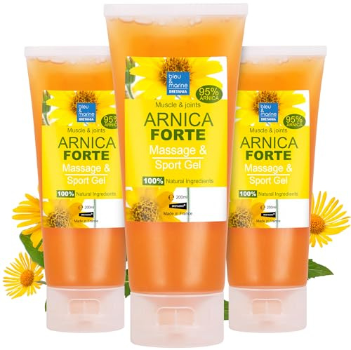 Gel de Árnica FORTE Concentrada 95% Extracto de Arnica de Cultivo Ecológico. Gel de Masaje Muscular & Articular. Hidratante de la Piel - (3 x 200 ml) - 600 ml