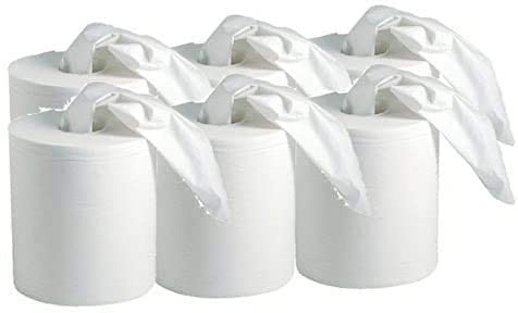 DSTOCK60-6 Rollen Papierhandtücher/Küchentücher, 450 Blatt, glatt, 2-lagig, Spulen zentral oder seitlich abrollbar, Zugelassen für den Kontakt mit Lebensmitteln