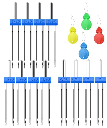 12PCS Cucire Perni Doppi Aghi,Doppio Ago Macchina da Cucire, Aghi Doppi per Macchina,2/90 3/90 4/90 Doppio Ago, per Comuni Macchine da Cucire Domestiche, Sewing Machine Double Needle Set