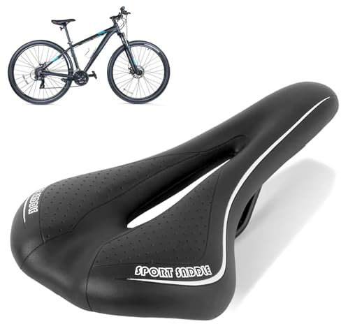 Fahrradsattel Herren Damen Bequem Weich, Fahrrad Sattel, Hohl Ergonomisch Stoßdämpfend Fahrradsitz, breiter, atmungsaktiv Fahrradsattel für MTB Rennrad Mountainbike Heimtrainer City Dirt E Bike