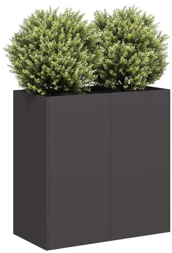 vidaXL Pflanzkübel Schwarz 80x40x80 cm Kaltgewalzter Stahl, Pflanzschale, Garten-Garten-Pflanzkübel, Outdoor-Pflanzgefäß, Hochbeet, Pflanzgefäß