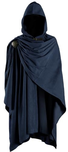 HiiFeuer Medieval Corduroy Hooded Cloak, Renaissance Casual Cape