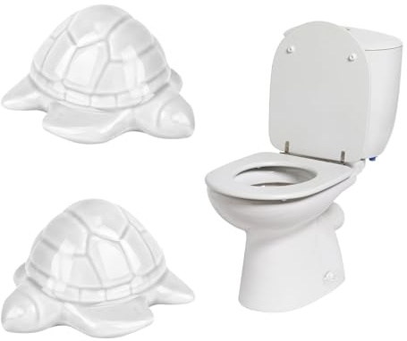 2stk Keramische WC-Schraubenabdeckungen Dekorativ, Süß Meeresschildkröte WC-Abdeckkappen Tier Toilettenschraube Badezimmer Deko Einfache Installation für Toilet Becken Basis Zubehör (Weiß)