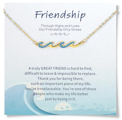 Dkodfi Necklaces for Best Friends Bestie BFF, Friendship Necklace, Wave Necklace, Friendship Gifts for Best Friend, Soulmate, Beach Themed Jewelry for Women, Bestie Necklaces, Friend Birthday Gifts