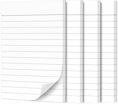 Fantastino Notizblock A6 Liniert - 4er Pack (200 Blatt) - 90 g/m² Premium-Papier weiß, kleine Schreibblöcke abreißbar für Büro, Haushalt, Schule & Uni