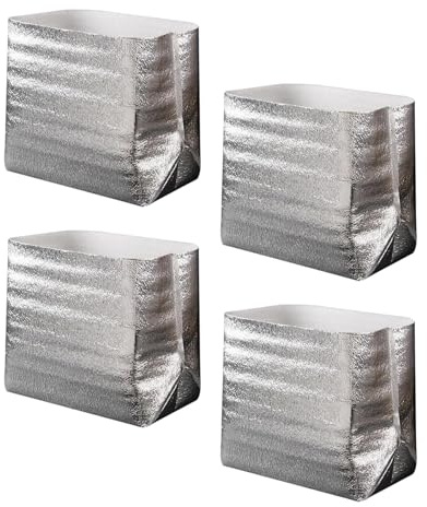 Colcolo 4 Pieces Foil Insulated Box Liners Thermal Shipping Bag Lunch Box Liner Foldable Leakproof for and Hot Food, 45x34x43cm