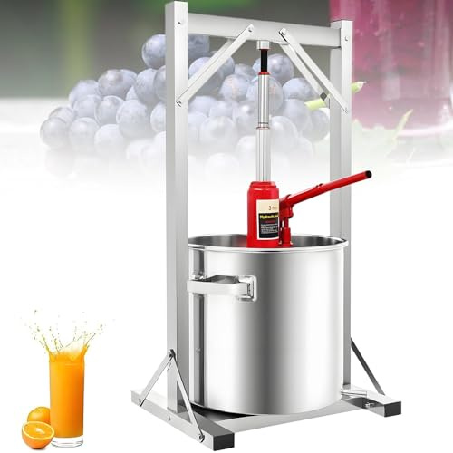 UORDBY Pressa idraulica per Vino, pressa per Frutta in Acciaio Inox, con Filtro, spremitrice Manuale per succhi Naturali per Vino di Riso, Miele, Verdure, purea di Formaggio 12L