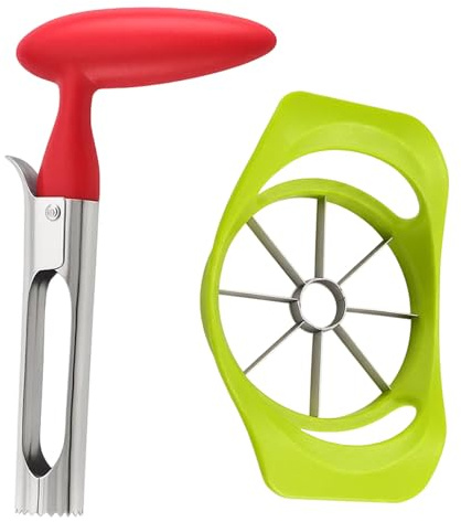 Apple Corer, 2-Piece Stainless Steel Fruit Coring Tool Set, Efficient Apple Core Remover with Comfortable Grip, Compact Size for Easy Storage, Ideal for Kitchen Use