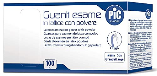 Pic , Guanti In Lattice Con Polvere Per Esaminazione Unisex Adulto, Bianco (White), Grande Large
