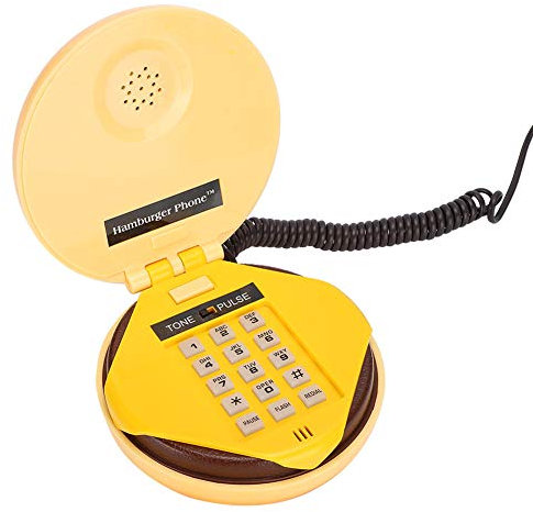 fasient Hamburger telefon, nyhet emulationell hamburgare telefon tråd fast telefon hem dekoration – gul