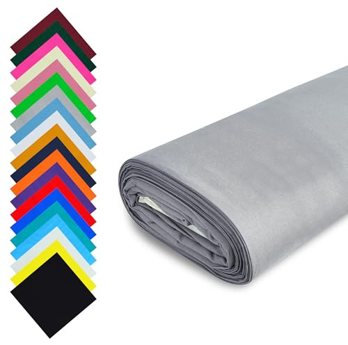Fashion Track grå tyg bomull per meter UK – 58 tum/147,5 cm bred – 100 % bomullstyg enkelt – 60 kvadrat – finns i 20 färger och 5 storlekar (3 meter, grå)