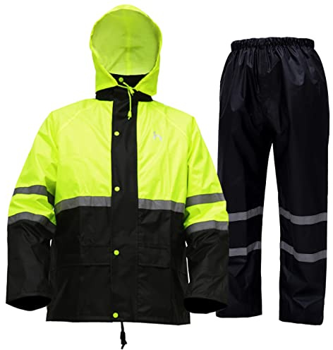Safety Jacket, Rain Suits for Men Lightweight Rain Gear, Waterproof Rain Jacket with Pants(Yellow Medium)