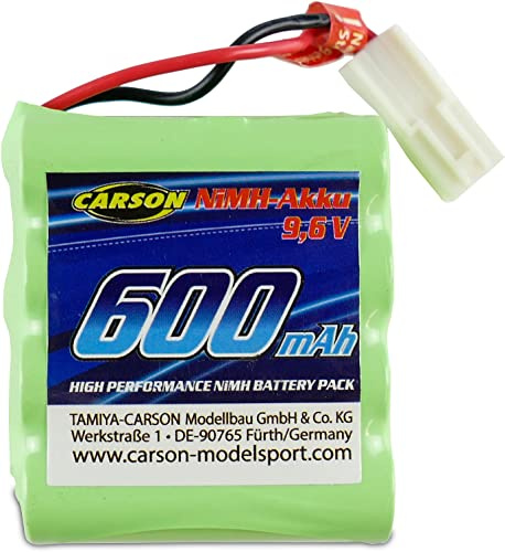 Carson 500608256 9,6V/600mAh NiMH Amphi Pow.Truck Mini Plug Tamiya - batteria di ricambio; batteria RC, accessori per veicoli telecomandati, batteria di ricambio per il modellismo
