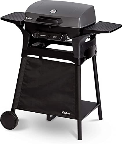 Enders Urban Pro Trolley Barbecue portatile, Bbq a gas con 2 Bruciatori in Acciaio Inox, Piccolo, Multifunzione, Griglia a gas da esterno, Grill a Gas con termometro integrato, 30 mbar #208033