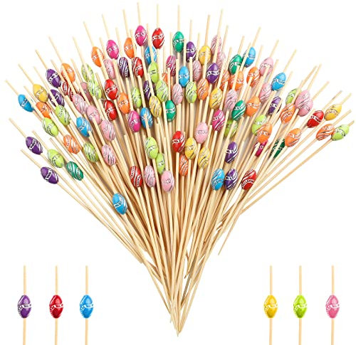 Bekeify Palitos de cóctel 200 Piezas de Madera de cóctel Swizzle Picks bambú Coloridos Palos de Frutas Varios diseños para Decorar Alimentos brochetas para sándwiches, Bebidas, Pasteles en Fiesta