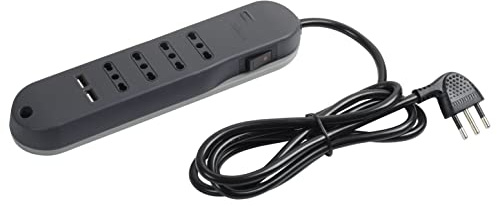 BTICINO Ciabatta Multipresa Elettrica Slim 6 Posti, 4Prese Bipasso 10/16A + 2 Prese USB tipo A 2,4A, Ciabatta Elettrica con Interruttore e Cavo di 1,5m Spina 10A, Salvaspazio Robusta e Sicura, Nero