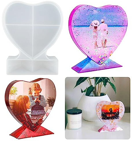 Molde de silicona de resina epoxi, forma de corazón, grande, adornos, marco de fotos, amor, fundición, decoración