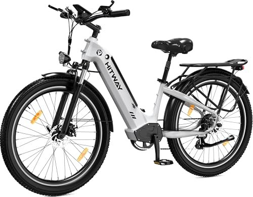 HITWAY E Bike 26X3.0 City Elektrofahrrad Pedelec, 250W City Cruiser E-Bike, 48V 18Ah austauschbarer Akku, max. Reichweite 55–80 km, 7 Gänge, Pendler-Elektrofahrrad für Erwachsene