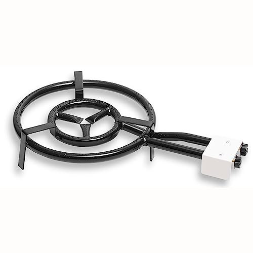 briebe Bruciatore a Gas Paellero 2 Fuochi 40-20 cm, Fornello per Paella, Adatto per Padelle o Paellera da 30 a 60 cm di Diametro, Due Regolatore di Fiamma