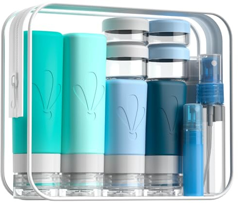 INSFIT Travel Bottles for Toiletries, 17 Pack Leakproof Travel Size Toiletries, Airplane Travel Essentials, Holiday Essentials for Women and Men with Labels/Clear Bag