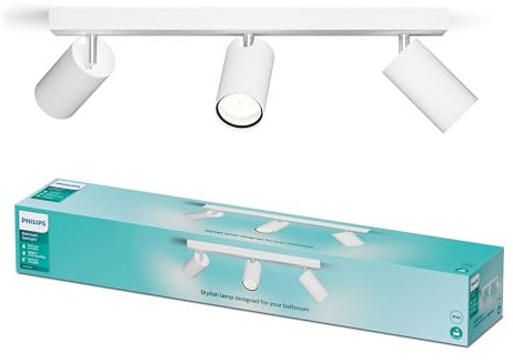 Philips Idris LED 3er Spotleuchte, ideal geeignet für das Badezimmer, GU10 Lampe nicht enthalten, Weiß, IP44, wasserfest
