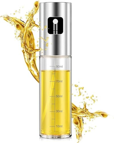 ‎CHOPNEST Premium Oil Sprayer, 100ml Glass Spray Bottle, Leakproof, for Kitchen Baking, Grilling, BBQ, Air Frying- Available in Three Colors (Sliver)