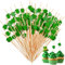 100 Stück Cocktail Deko, Cocktail Zubehör Deko, St. Patrick's Day Cocktailspieße, 12cm Cocktail Sticks, Holz Food Pick für Vorspeisen Grillgut Snacks Sticks für Party Hochzeitsfeier Bar Getränke Deko