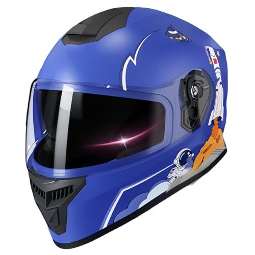 Offener Motorradhelm Integralhelm ECE/DOT-Geprüfter Kinderhelm Für Jungen Und Mädchen Im Alter Von 5–15 Jahren Multisporthelm Für Roller Fahrrad Moped C,XL(54-57CM)