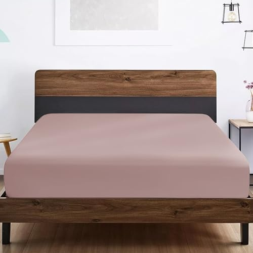 SSW HOMES Single Fitted Sheet Blush - Deep Pocket 12 inch(30cm) - Soft Easy Care Brushed Microfiber Plain Bed Sheet - Hotel Quality Shrinkage and Fade Resistant Bedding