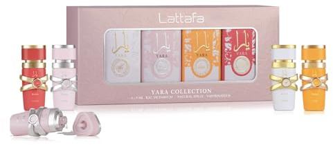 Mini Set Yara Collection 4 x 5 ml Eau de Parfum | Perfume Árabe Femenino | Yara, Tous, Moi, Candy | Colección Exclusiva de Fragancias Dulces, Atractivas y de Larga Duración (Yara 4x5ml)