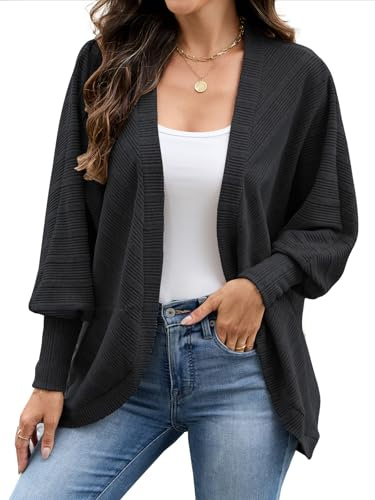 Wantonfy Cardigan da Donna Casuale Manica Lunga Maglione Leggero Scollo a V Elegante Manica Lunga Giacca Cardigan