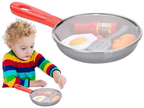 Ensemble de Jouets de poêle à Frire – Jouets complets de poêles de Jeu pour Le développement des Jeunes , Ensemble de Jeu de Cuisine de Camping réaliste avec ustensiles, Accessoires de Batterie