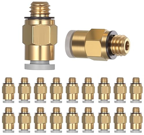 20 st PC4-M6 pneumatisk kontakt, PC4-M6 pneumatiska kontakter, snabba raka gängade pneumatiska anslutningsbeslag, 1,75 mm filament PTFE-slangkontakt för 3D-skrivarextruderare