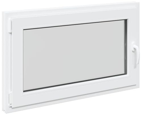 vidaXL Ventana de sótano RISOR 100 x 60 cm PVC y Vidrio Blanco, Sótano, Aislante Térmico Moderno y Duradero para Ventanas Eficientes, Accesorios de Vidrio PVC Aislantes
