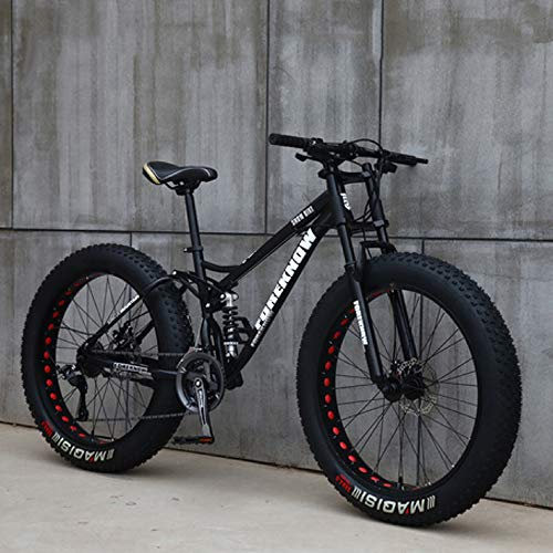 ZXCVB 24/26 Zoll Mountainbike MTB Hardtail 4.0 Fat Tire Bike Strand Schnee Mountainbiken Männer Und Frauen,Black-24inch/7speed