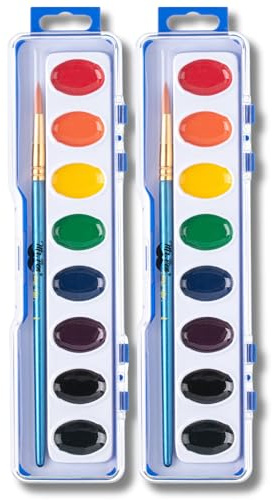Mr. Pen- Washable Watercolors, 2 Pack, 8 Colors with Paint Brush, Watercolor Paint Set, Water Color Painting Kids, Watercolors for Kids and Adults, Kids Watercolor Paint Set, Watercolor Set Kids