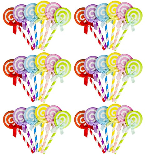 HAOBIN Cupcake Toppers Toppers para Pastel 60 Piezas Topper De Pastel De Piruleta Decoraciones De La Torta Bricolaje DecoracióN De Pasteles Boda CumpleañOs Suministros DecoracióN,6 Colores