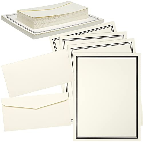 Glenmal 144 Pcs Stationery Paper and Envelopes Set Includes 48 Pcs Vintage Envelopes 96 Pcs Stationary Letter Writing Paper for Office Home Invitation Party Gifts Favors Supplies